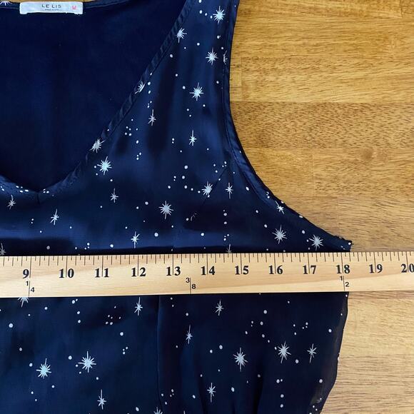 Le Lis Blue Galaxy Star Smocked Waist Casual Flowy Mini Dress Womens - Picture 9 of 11
